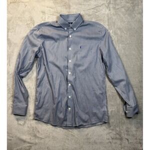 Johnnie O Shirt Men's Medium Blue Plaid Button Down Bamboo Long Sleeve